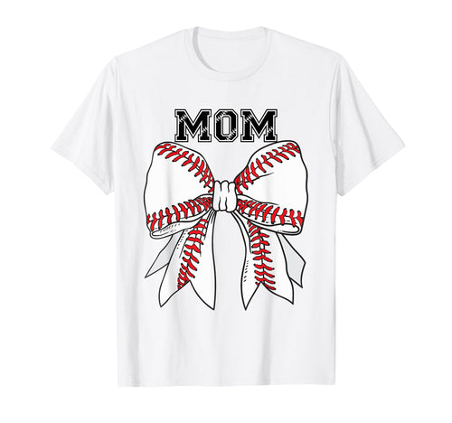 Baseball And Softball Mom Bow T-Shirt - Trendy Graphic Unisex - T-Shirt, Sweatshirt, Hoodie