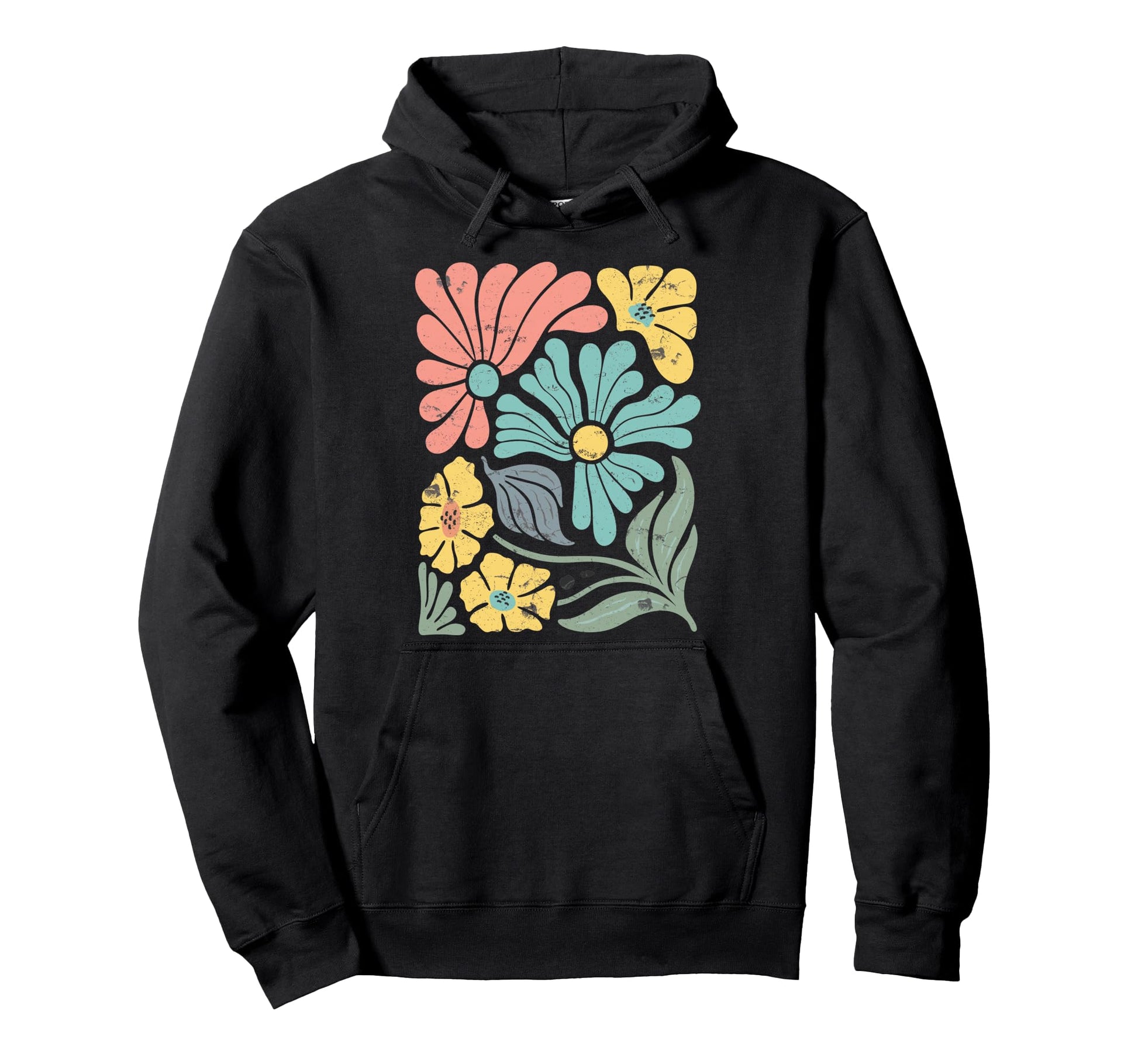 Boho Floral Art Botanical Block Hoodie - Custom Art Print Men Women - T-Shirt, Sweatshirt, Hoodie