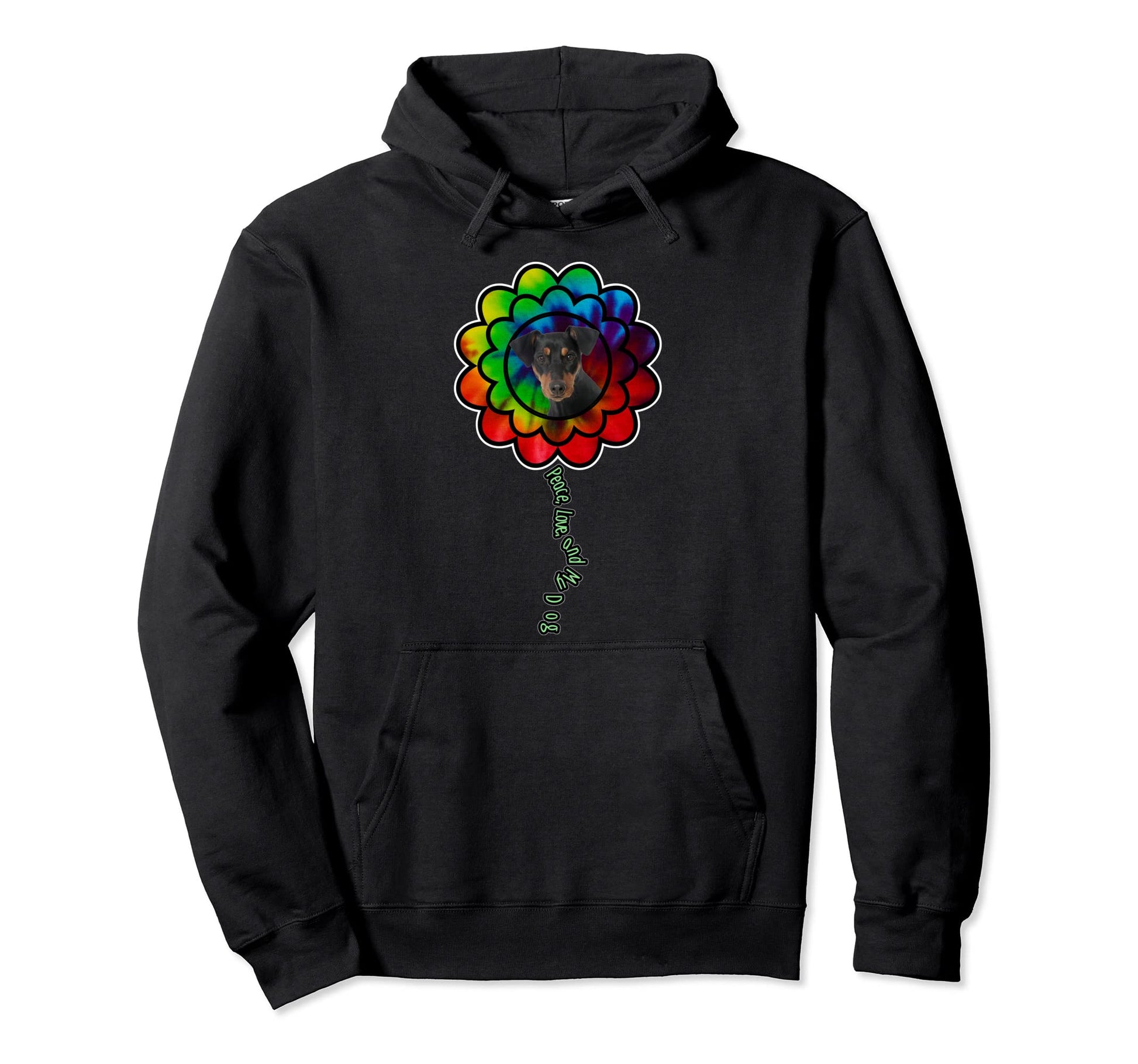 Peace Love Flower Dog German Pinscher Hoodie - Fun Novelty Design Unisex - T-Shirt, Sweatshirt, Hoodie