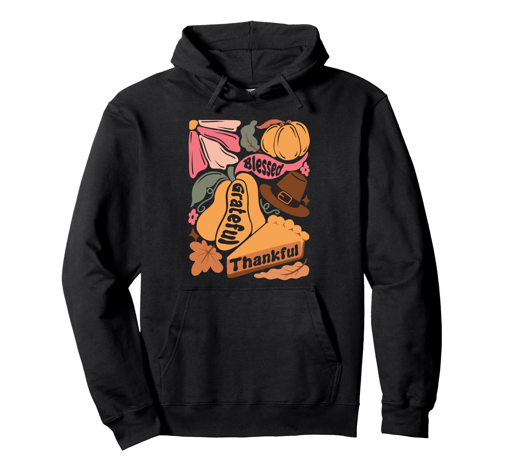 Blessed Grateful Thankful Boho Hoodie - Minimalist Print for Adults - T-Shirt, Sweatshirt, Hoodie