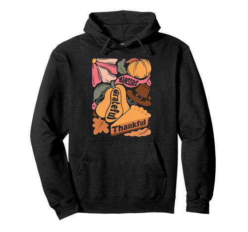 Blessed Grateful Thankful Boho Hoodie - Minimalist Print for Adults - T-Shirt, Sweatshirt, Hoodie