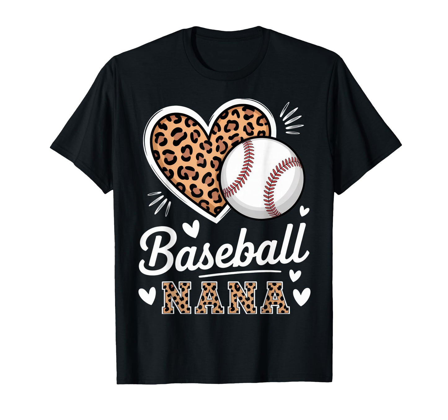 Baseball Nana Leopard Heart T-Shirt - Casual Everyday Wear for Adults - T-Shirt, Sweatshirt, Hoodie