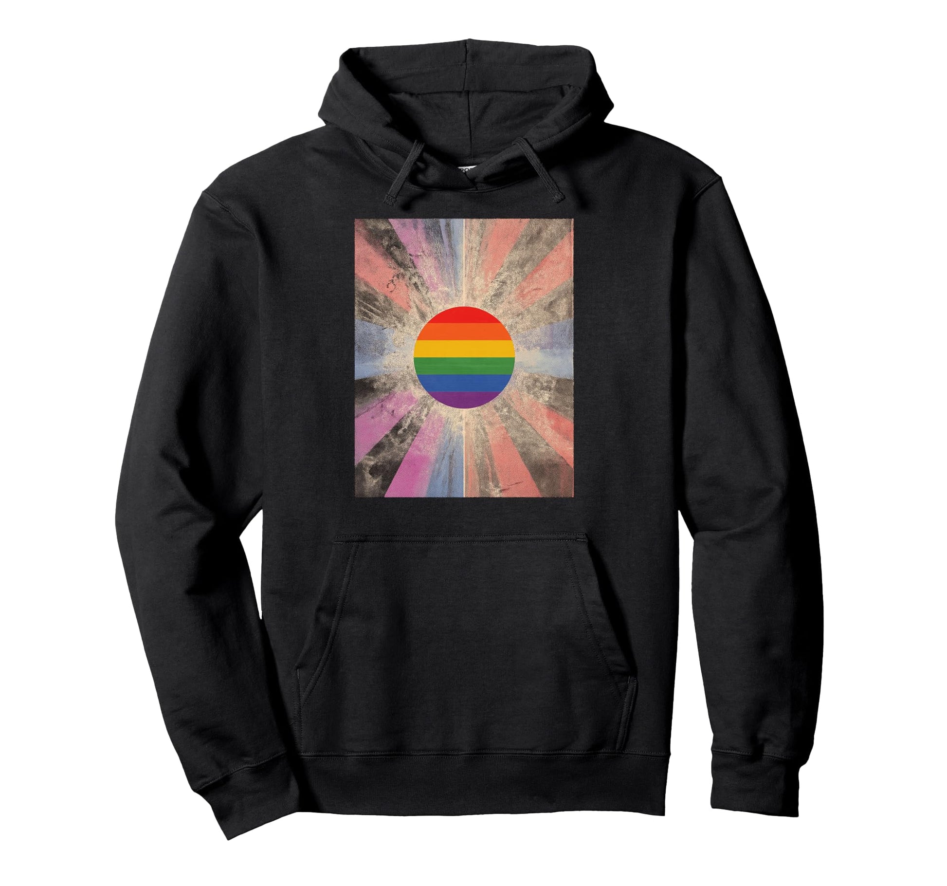 Pride Flag Sun Rainbow Aesthetic Hoodie - Aesthetic Graphic Unisex - T-Shirt, Sweatshirt, Hoodie