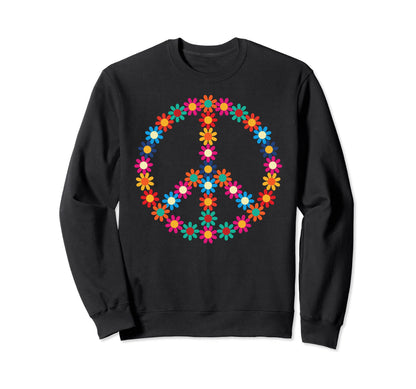 Peace Sign Love Daisy Flowers Sweatshirt - Fun Novelty Design Men Women - T-Shirt, Sweatshirt, Hoodie