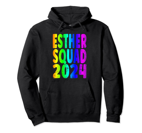Rainbow Esther Squad 2024 Fun Jewish Hoodie - Aesthetic Graphic Unisex - T-Shirt, Sweatshirt, Hoodie