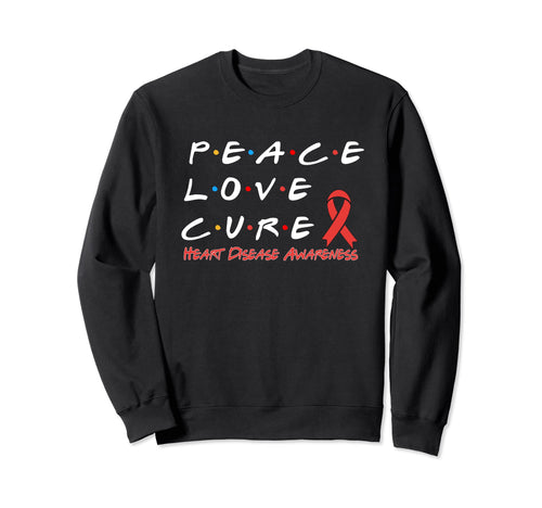 Heart Disease Awareness Peace Love Sweatshirt - Trendy Graphic for Adults - T-Shirt, Sweatshirt, Hoodie