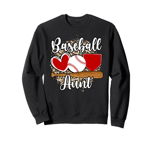 Baseball Aunt Leopard Aunt Sweatshirt - Minimalist Print Men Women - T-Shirt, Sweatshirt, Hoodie