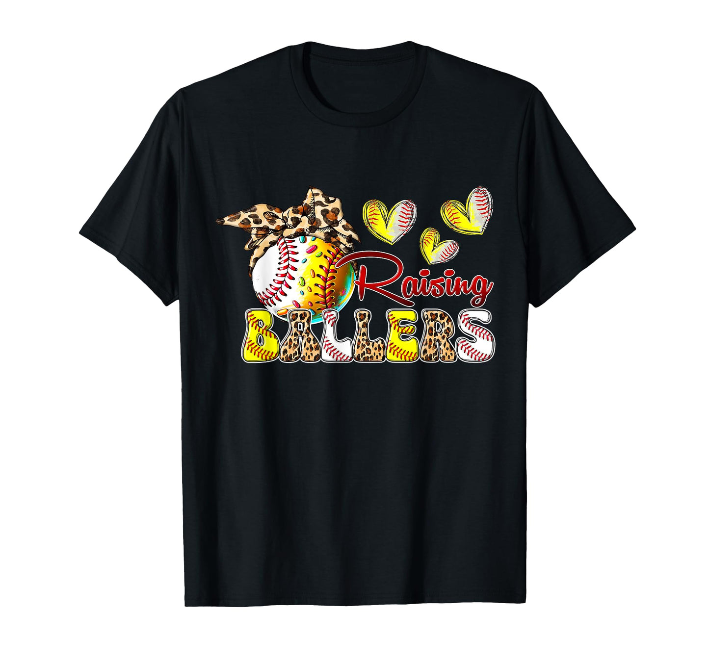 Softball Baseball Raising Ballers Mom T-Shirt - Custom Art Print Men Women - T-Shirt, Sweatshirt, Hoodie