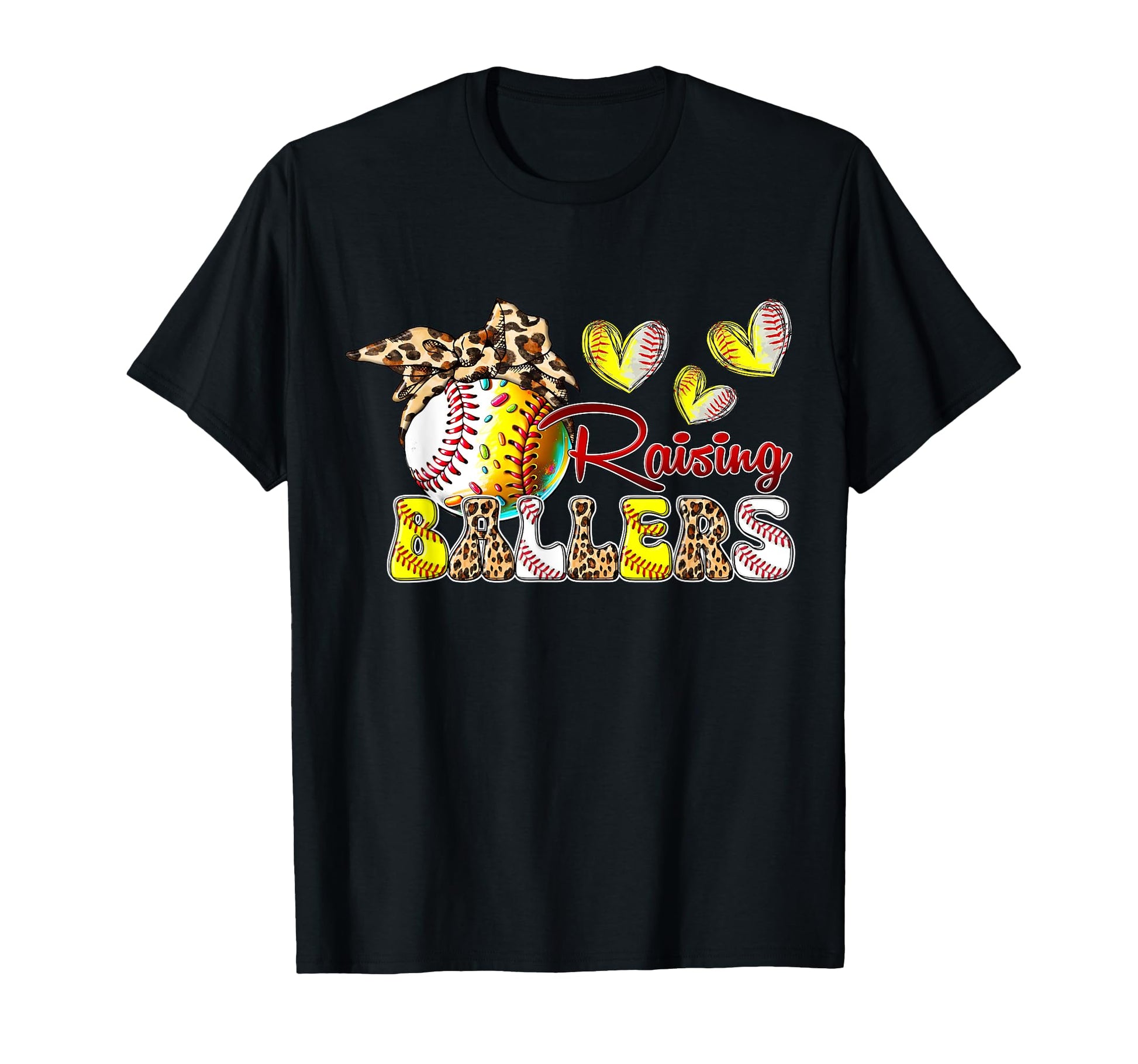 Softball Baseball Raising Ballers Mom T-Shirt - Custom Art Print Men Women - T-Shirt, Sweatshirt, Hoodie