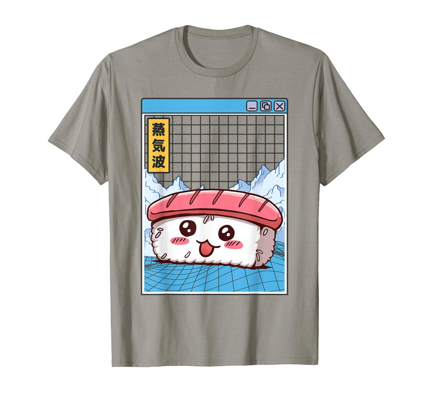 Sushi Kawaii Grid Vaporwave Aesthetic T-Shirt - Novelty Apparel Unisex - T-Shirt, Sweatshirt, Hoodie