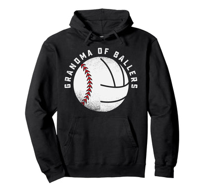 Grandma Baseball Volleyball Player Hoodie - Unique Graphic Men Women - T-Shirt, Sweatshirt, Hoodie