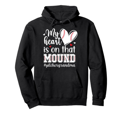 Proud Baseball Pitcher Grandma Baseball Hoodie - Aesthetic Graphic Unisex - T-Shirt, Sweatshirt, Hoodie