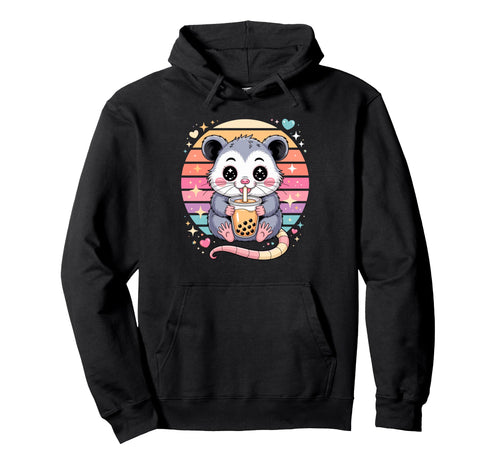Bubble Tea Possum Pastel Rainbow Hoodie - Casual Everyday Wear for Adults - T-Shirt, Sweatshirt, Hoodie