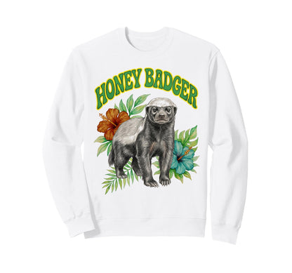 Honey Badger Groovy Floral Sweatshirt - Novelty Apparel Men Women - T-Shirt, Sweatshirt, Hoodie