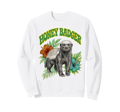 Honey Badger Groovy Floral Sweatshirt - Novelty Apparel Men Women - T-Shirt, Sweatshirt, Hoodie
