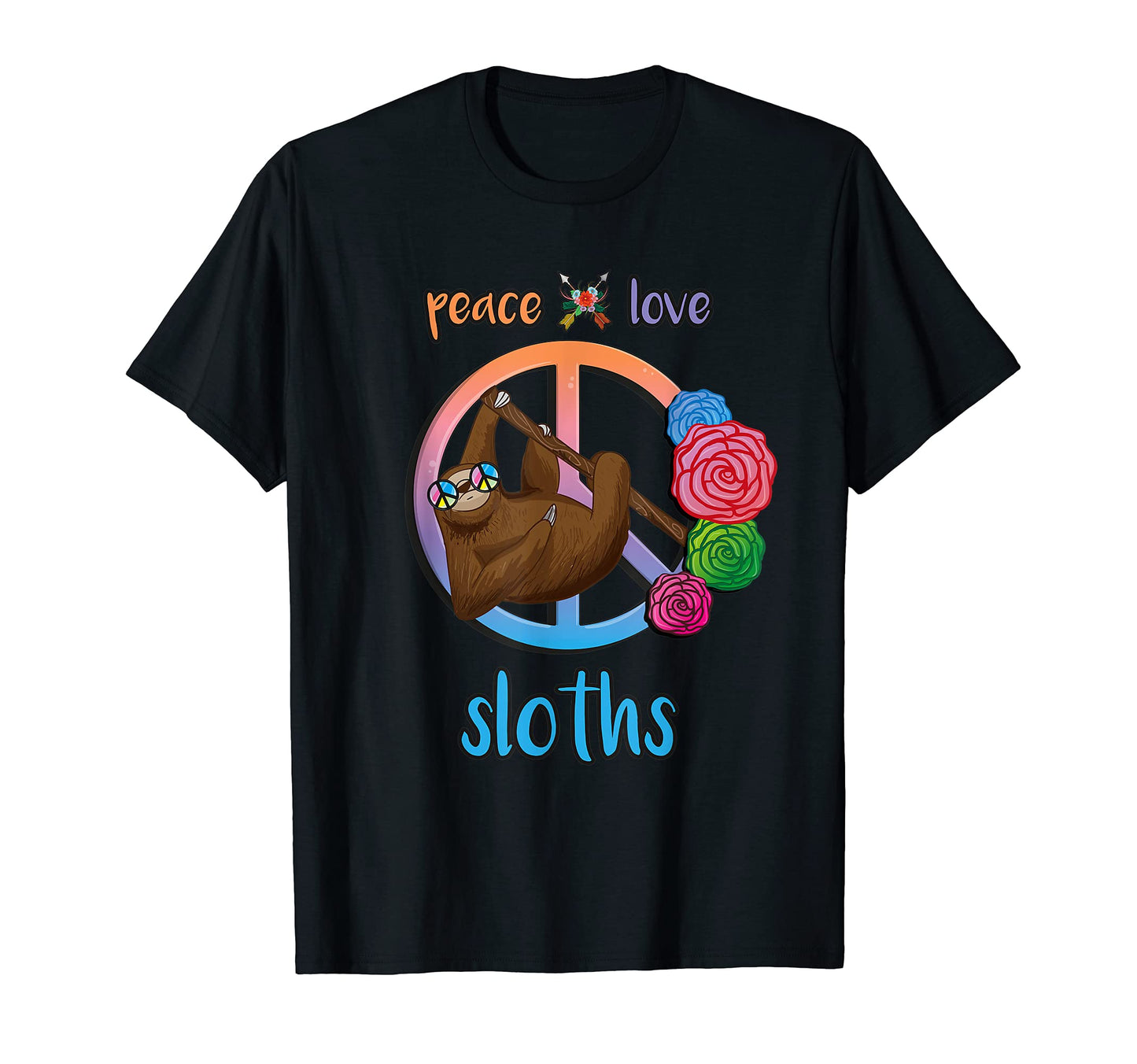 Peace Love Sloths Hippie T-Shirt - Graphic Print Men Women - T-Shirt, Sweatshirt, Hoodie