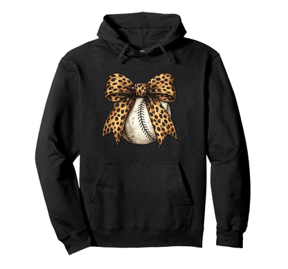 Leopard Baseball Bow Baseball Mom Game Hoodie - Custom Art Print Men Women - T-Shirt, Sweatshirt, Hoodie