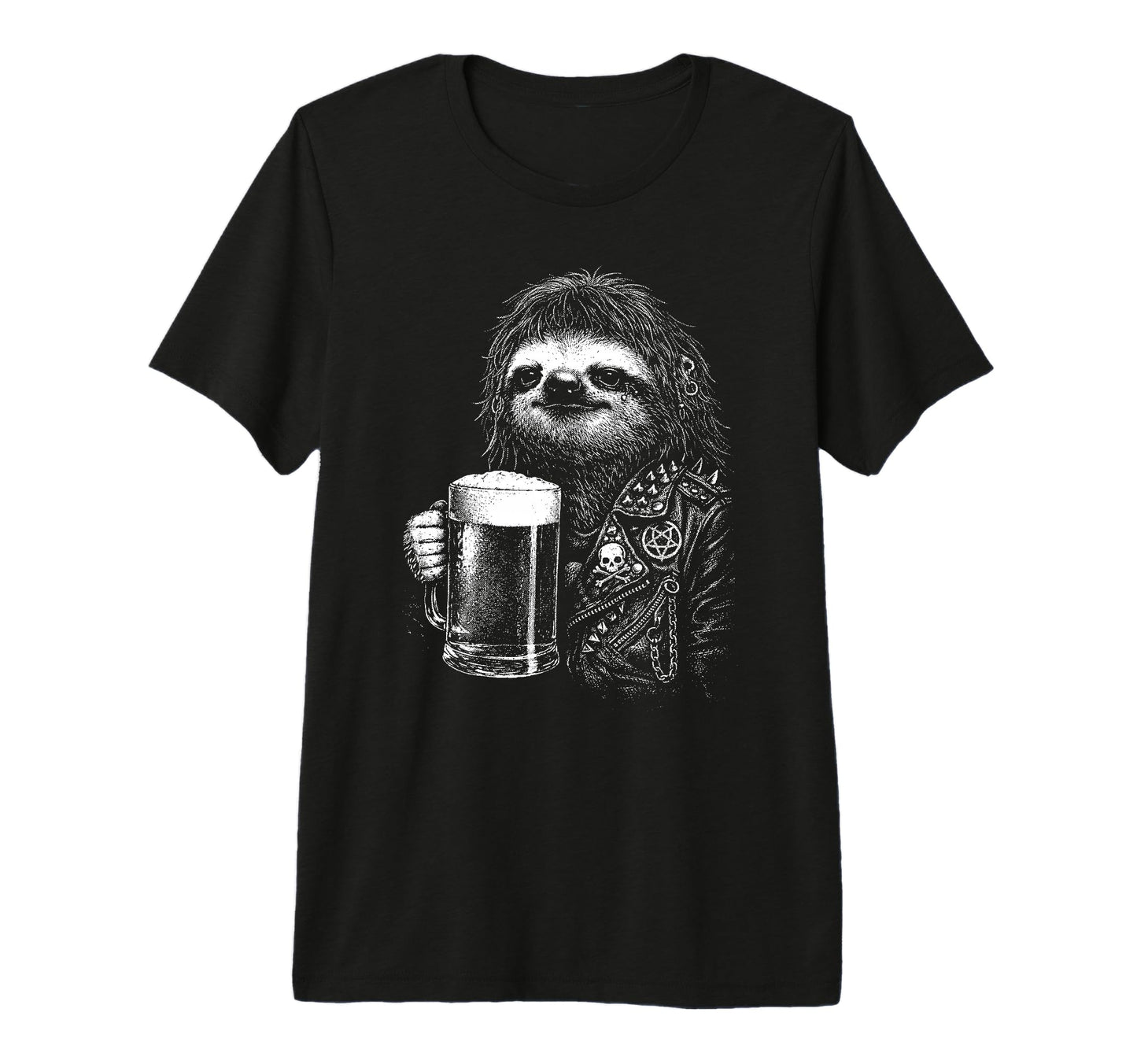 Heavy Sloth Beer Mug Punk Rocker Animal T-Shirt - Streetwear Style Unisex - T-Shirt, Sweatshirt, Hoodie