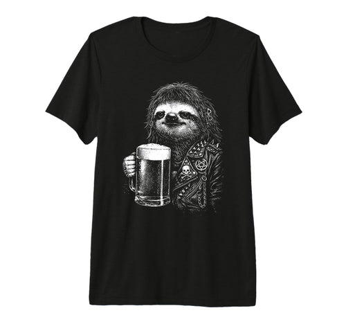 Heavy Sloth Beer Mug Punk Rocker Animal T-Shirt - Streetwear Style Unisex - T-Shirt, Sweatshirt, Hoodie