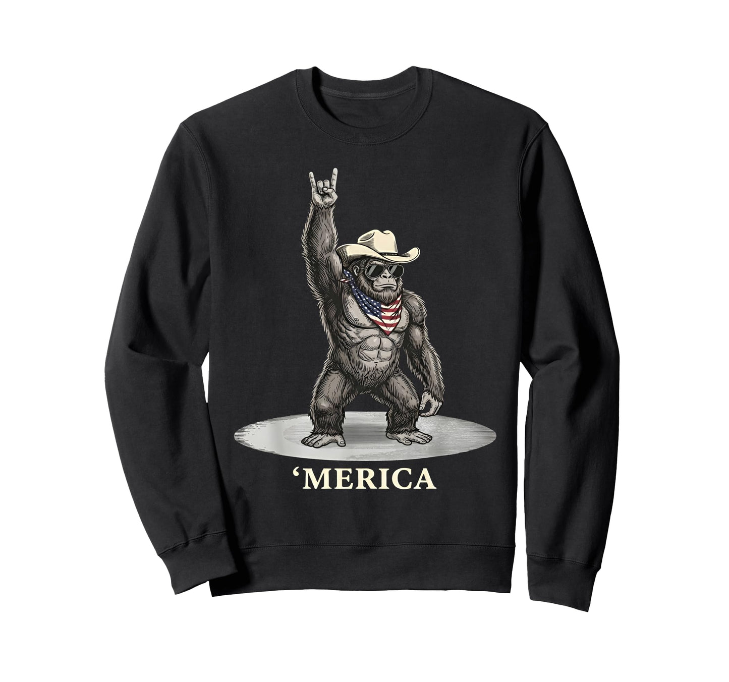 Usa Merica Bigfoot Cowboy 4Th July Sweatshirt - Novelty Apparel Men Women - T-Shirt, Sweatshirt, Hoodie