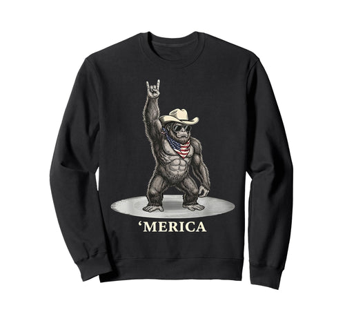 Usa Merica Bigfoot Cowboy 4Th July Sweatshirt - Novelty Apparel Men Women - T-Shirt, Sweatshirt, Hoodie
