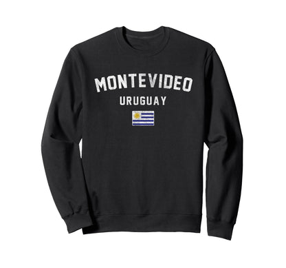 Varsity Flag Montevideo Uruguay Sweatshirt - Aesthetic Graphic Men Women - T-Shirt, Sweatshirt, Hoodie