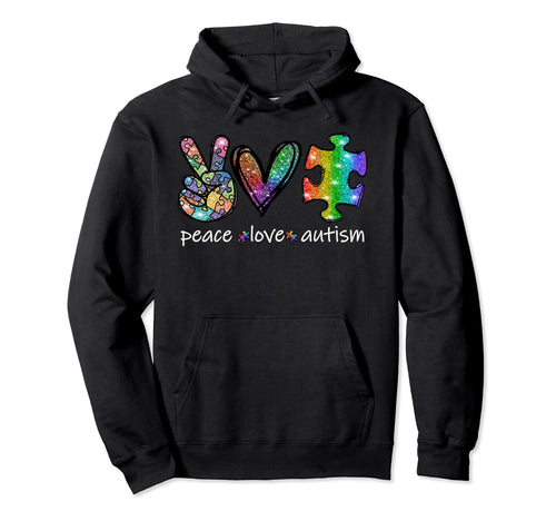 Autism Awareness Peace Love Autism Hoodie - Graphic Print for Adults - T-Shirt, Sweatshirt, Hoodie