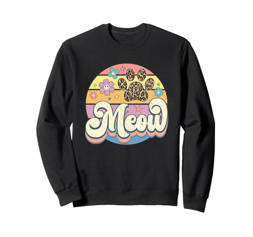 Meow Leopard Cat Paw Rainbow Sweatshirt - Graphic Print Unisex - T-Shirt, Sweatshirt, Hoodie