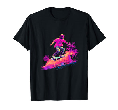 Vaporwave Skateboarding Aesthetic Skaters T-Shirt - Custom Art Print Unisex - T-Shirt, Sweatshirt, Hoodie