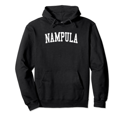 Nampula Mozambique Distressed White Hoodie - Unique Graphic for Adults - T-Shirt, Sweatshirt, Hoodie