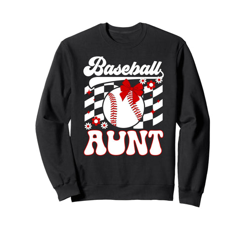 Groovy Baseball Aunt Baseball Player Sweatshirt - Aesthetic Graphic Unisex - T-Shirt, Sweatshirt, Hoodie