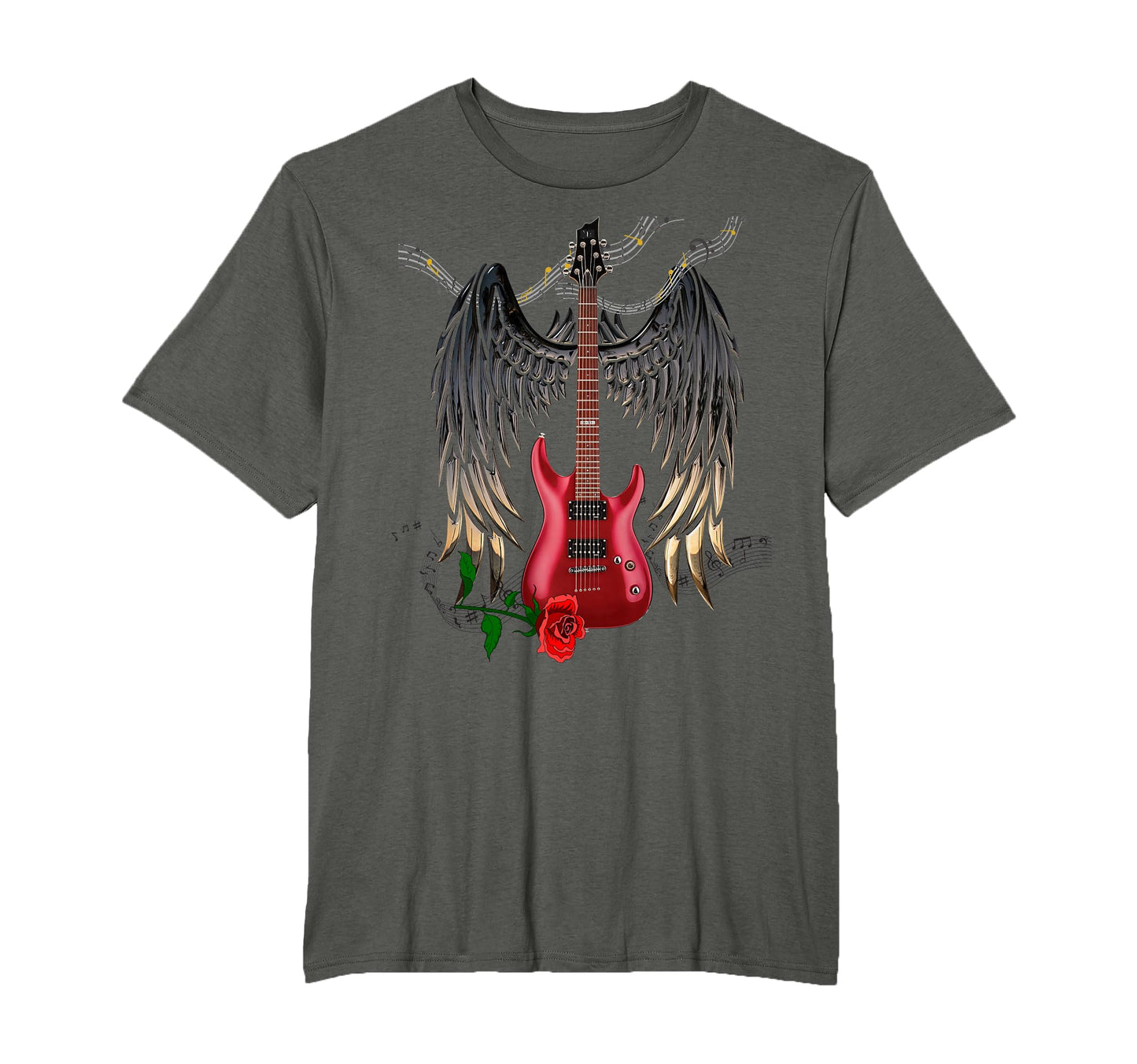 Guitar Angel Wings Love Peace Music T-Shirt - Fun Novelty Design Men Women - T-Shirt, Sweatshirt, Hoodie