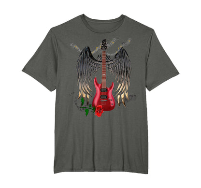 Guitar Angel Wings Love Peace Music T-Shirt - Fun Novelty Design Men Women - T-Shirt, Sweatshirt, Hoodie