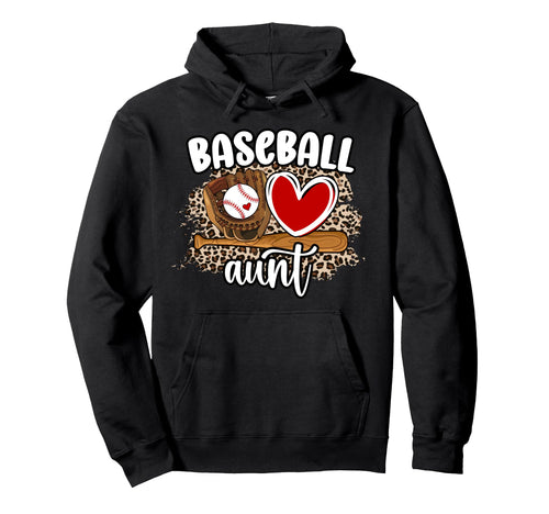 Baseball Aunt Leopard Aunt Baseball Player Hoodie - Novelty Apparel Unisex - T-Shirt, Sweatshirt, Hoodie