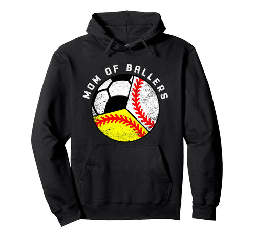Mom Ballers Funny Baseball Softball Hoodie - Casual Everyday Wear Unisex - T-Shirt, Sweatshirt, Hoodie