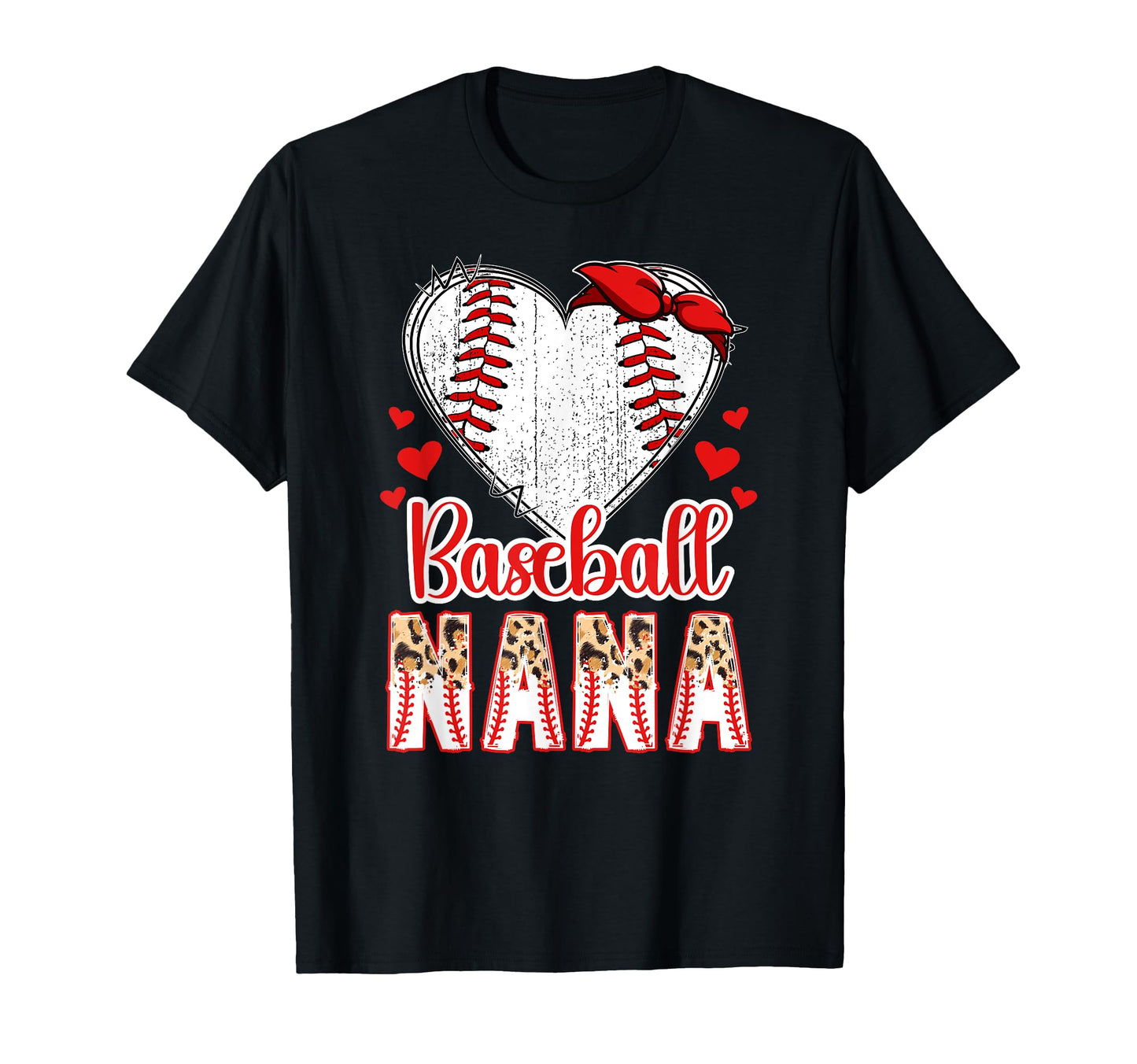 Baseball Nana Leopard Grandma Nana T-Shirt - Novelty Apparel Unisex - T-Shirt, Sweatshirt, Hoodie
