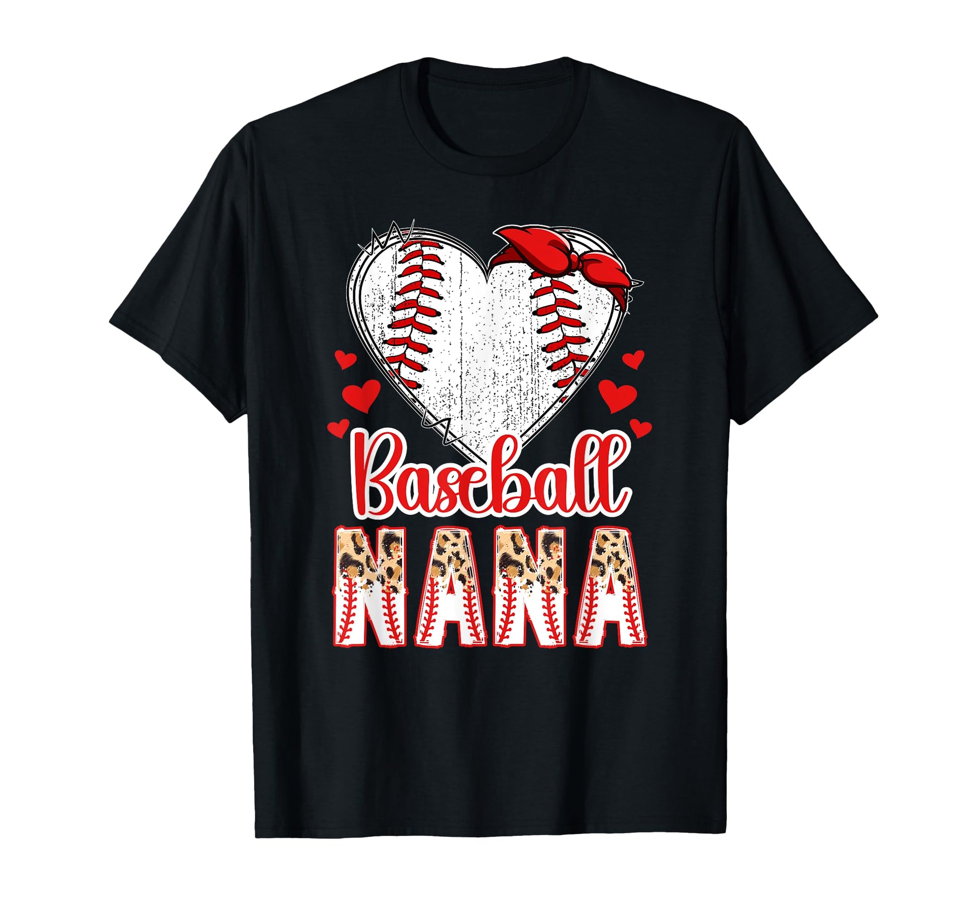 Baseball Nana Leopard Grandma Nana T-Shirt - Novelty Apparel Unisex - T-Shirt, Sweatshirt, Hoodie