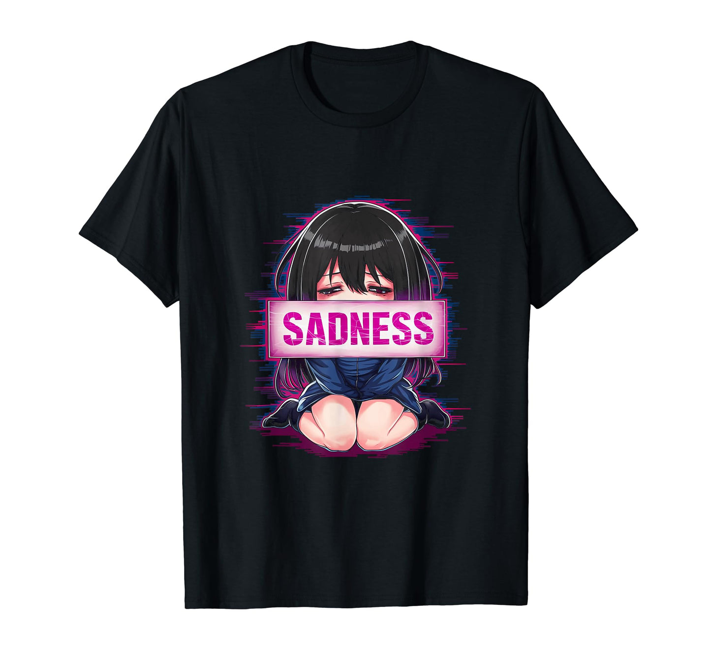 Sad Anime Crying Japanese Aesthetic T-Shirt - Minimalist Print Men Women - T-Shirt, Sweatshirt, Hoodie