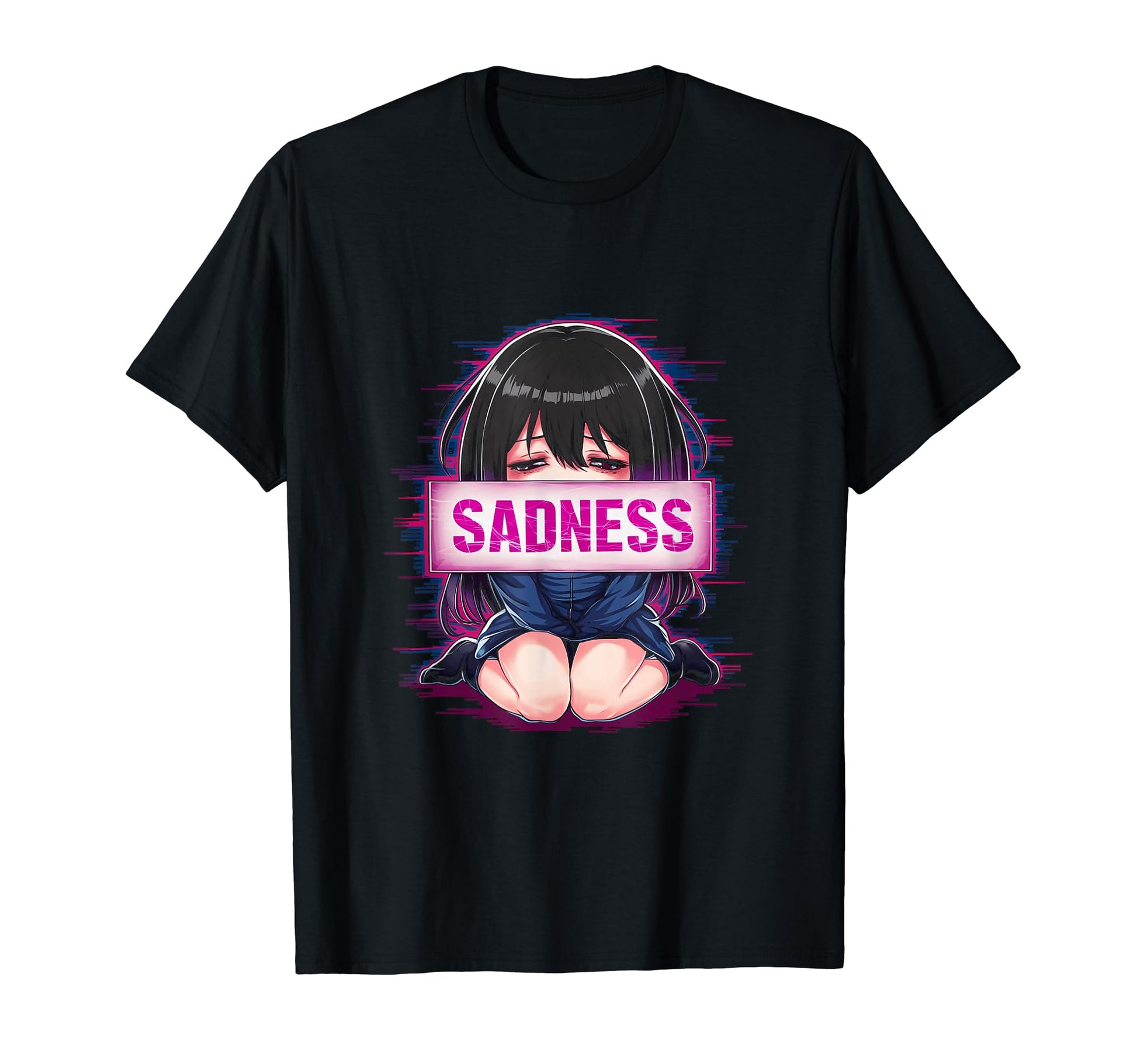 Sad Anime Crying Japanese Aesthetic T-Shirt - Minimalist Print Men Women - T-Shirt, Sweatshirt, Hoodie