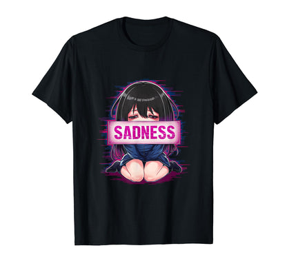 Sad Anime Crying Japanese Aesthetic T-Shirt - Minimalist Print Men Women - T-Shirt, Sweatshirt, Hoodie