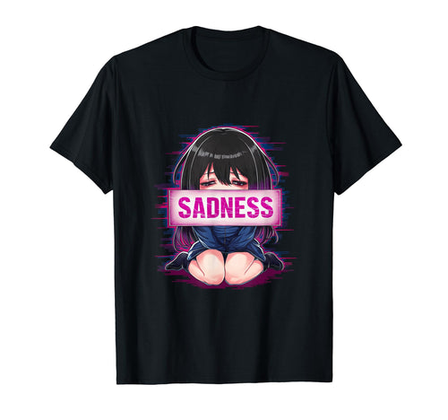 Sad Anime Crying Japanese Aesthetic T-Shirt - Minimalist Print Men Women - T-Shirt, Sweatshirt, Hoodie