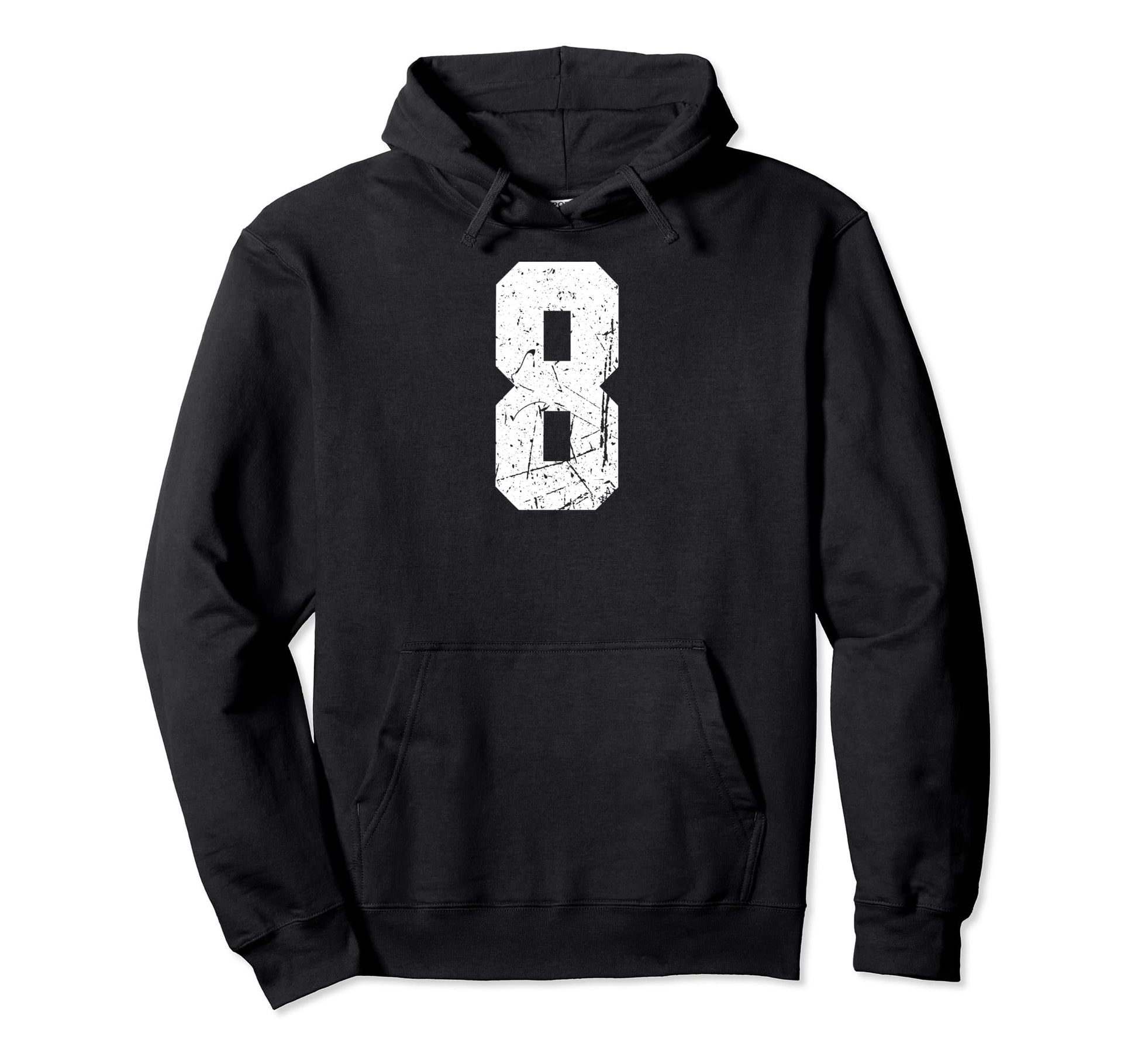 Number 8 White Varsity Number Hoodie - Novelty Apparel Men Women - T-Shirt, Sweatshirt, Hoodie