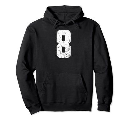 Number 8 White Varsity Number Hoodie - Novelty Apparel Men Women - T-Shirt, Sweatshirt, Hoodie
