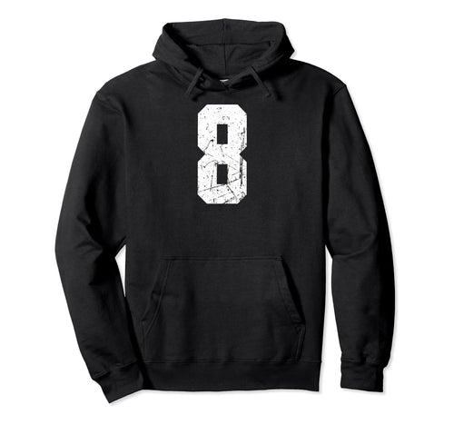 Number 8 White Varsity Number Hoodie - Novelty Apparel Men Women - T-Shirt, Sweatshirt, Hoodie