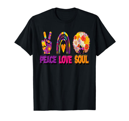 Peace Love And Soul Groovy Hippie T-Shirt - Aesthetic Graphic Men Women - T-Shirt, Sweatshirt, Hoodie