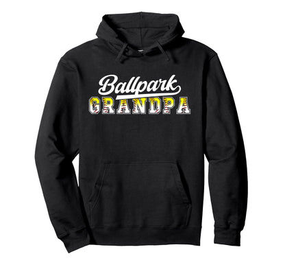 Ballpark Grandpa Baseball Softball Hoodie - Unique Graphic Men Women - T-Shirt, Sweatshirt, Hoodie