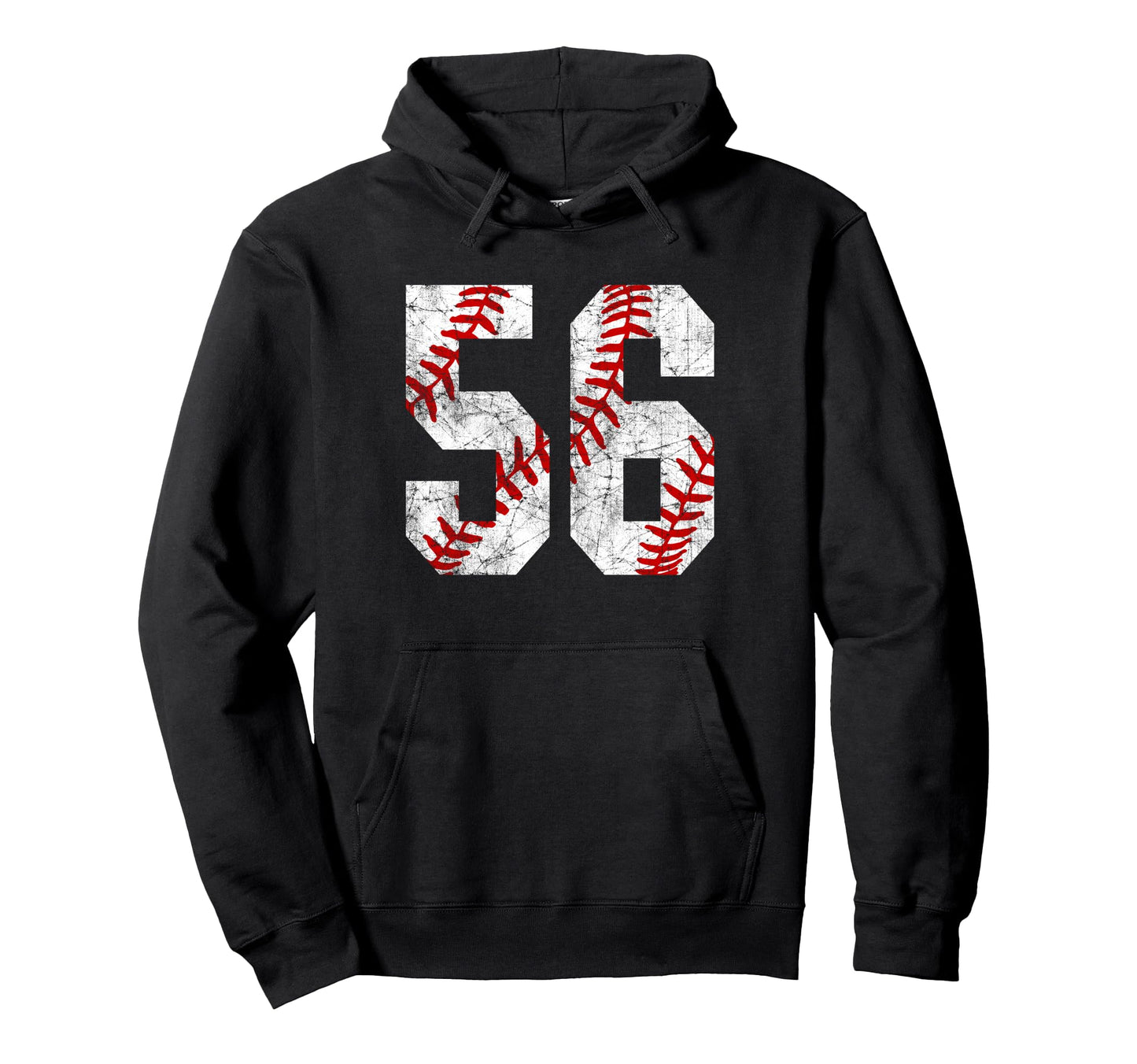 Distressed Baseball Number 56 Jersey Hoodie - Custom Art Print for Adults - T-Shirt, Sweatshirt, Hoodie