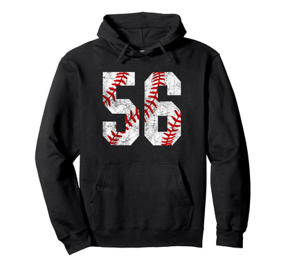 Distressed Baseball Number 56 Jersey Hoodie - Custom Art Print for Adults - T-Shirt, Sweatshirt, Hoodie