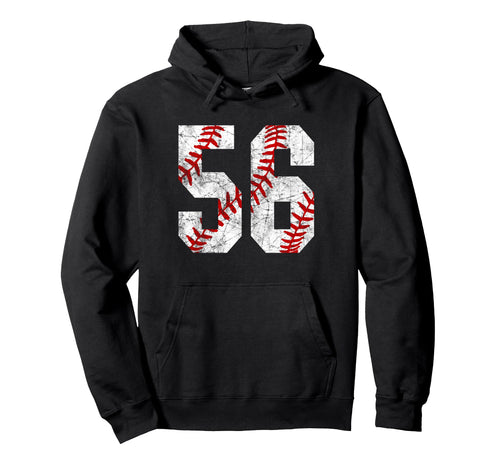 Distressed Baseball Number 56 Jersey Hoodie - Custom Art Print for Adults - T-Shirt, Sweatshirt, Hoodie