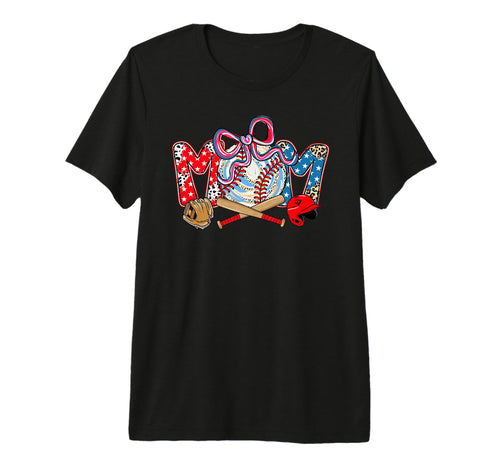 Baseball Mom Bow Stars Leopard T-Shirt - Fun Novelty Design for Adults - T-Shirt, Sweatshirt, Hoodie